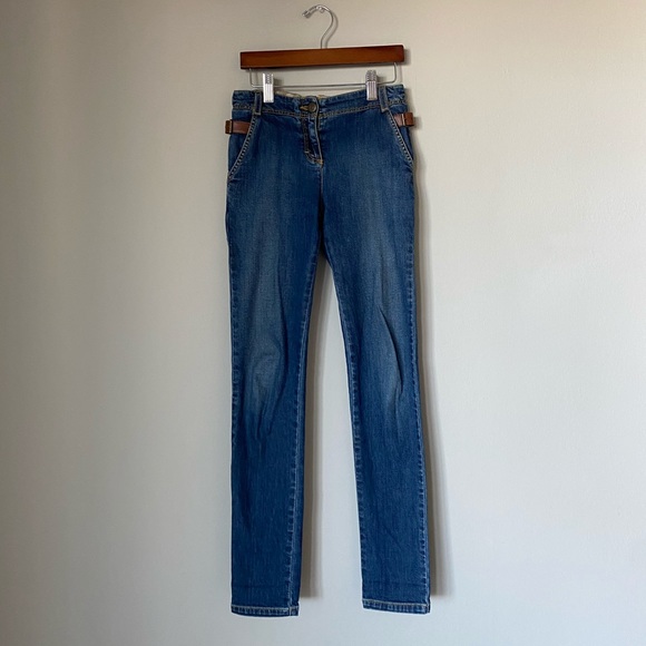 Burberry Other - BURBERRY girls jeans skinny leather stripes plaid